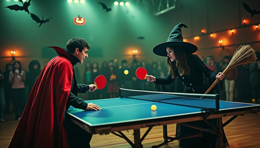 rejoignez-nous ce samedi au gymnase pour un tournoi de ping-pong hors du commun ! déguisements, ambiance terrifiante et frissons garantis lors de notre événement spécial halloween. ouvert à tous les amateurs de raquettes et d'épouvante !