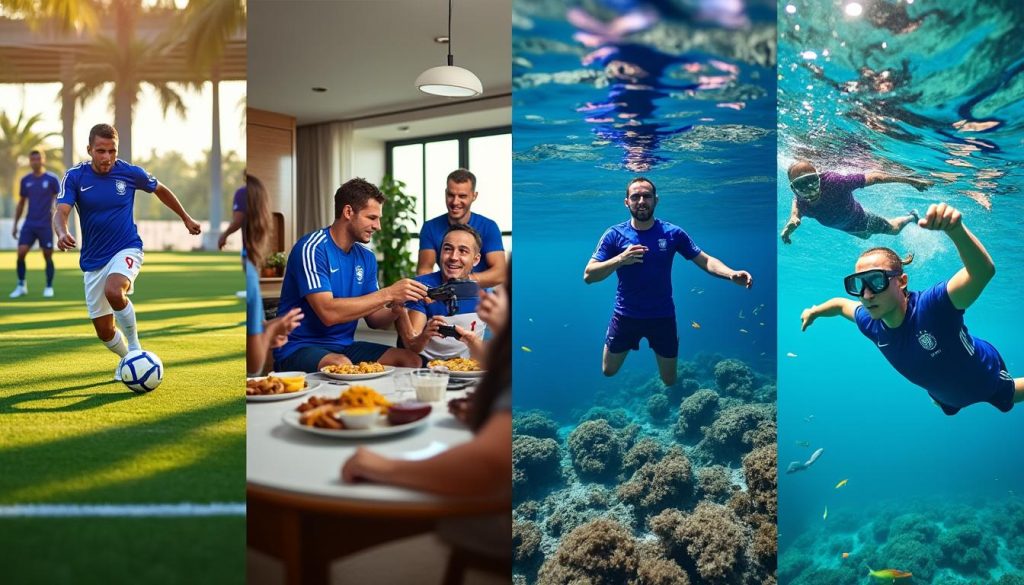 plongez dans les coulisses de la vie quotidienne des bleus pendant l'euro : entraînements intensifs, moments de détente devant des jeux vidéo et aventures inédites sous-marines rythment leur quotidien.