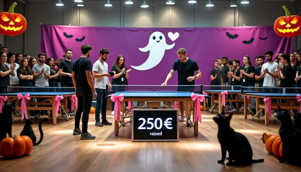 participez au tournoi halloween rose de tennis de table à saint-herblain : un événement sportif et solidaire pour soutenir la lutte contre le cancer, avec déjà 250 € récoltés pour la bonne cause !