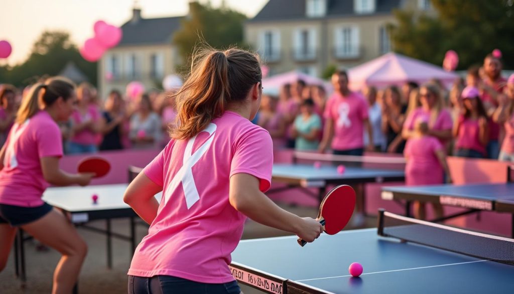 participez à l'événement solidaire de quimperlé où le ping-pong s'habille de rose pour soutenir la lutte contre le cancer. venez jouer et vous mobiliser pour une cause essentielle !