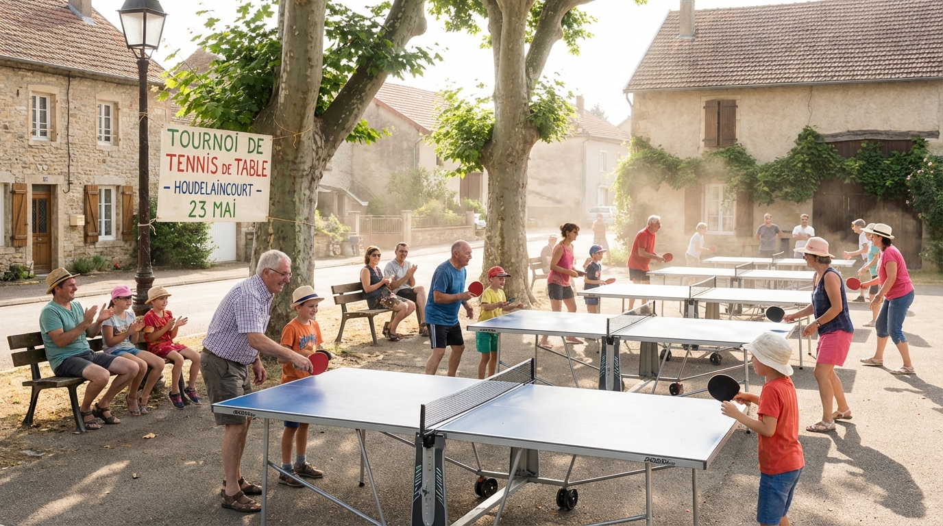rejoignez les familles rurales à houdelaincourt pour un tournoi de ping-pong passionnant le 23 mai. une journée conviviale et sportive à ne pas manquer !