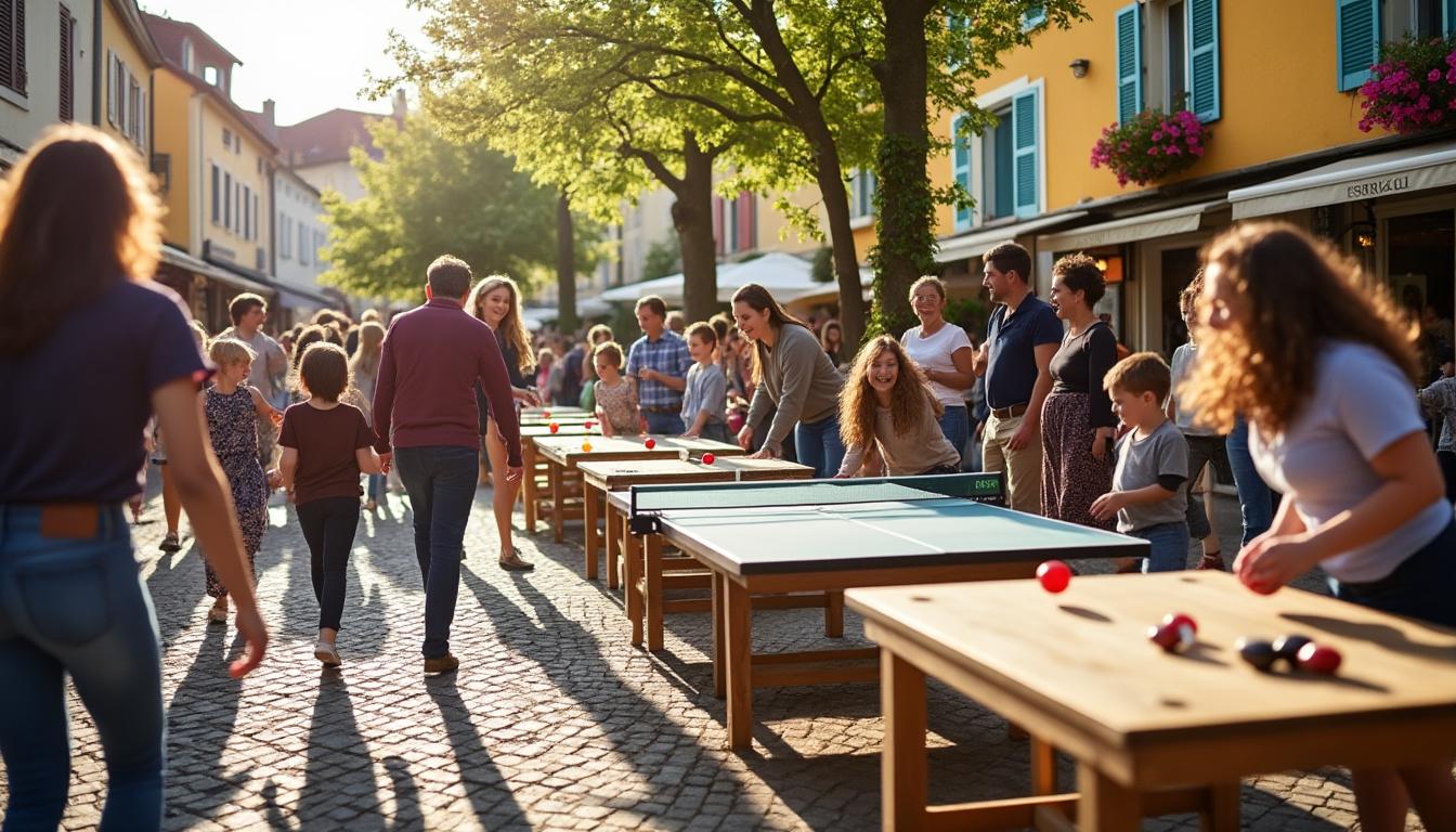 découvrez le tournoi unique d'avrillé où 90 équipes s'affrontent dans des compétitions passionnantes de ping-pong, palets et pétanque. un événement convivial et sportif à ne pas manquer !