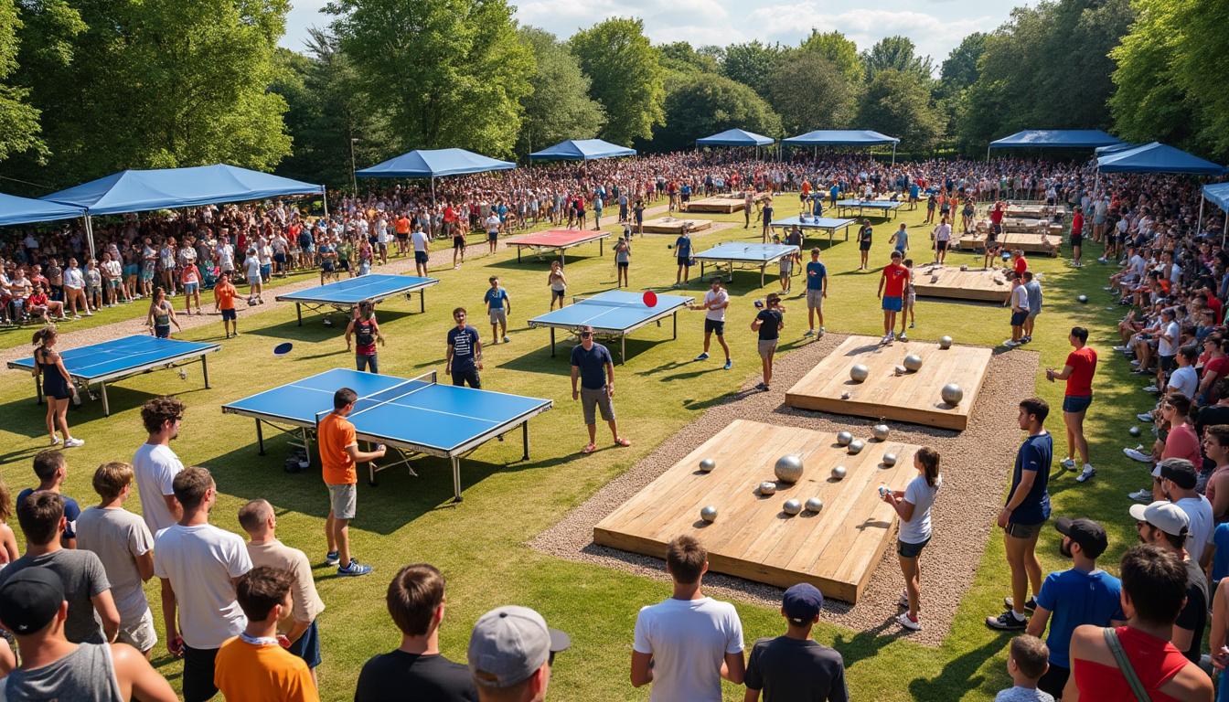 découvrez à avrillé un tournoi unique réunissant 90 équipes prêtes à s'affronter dans des compétitions de ping-pong, palets et pétanque pour des moments de convivialité et de sportivité.