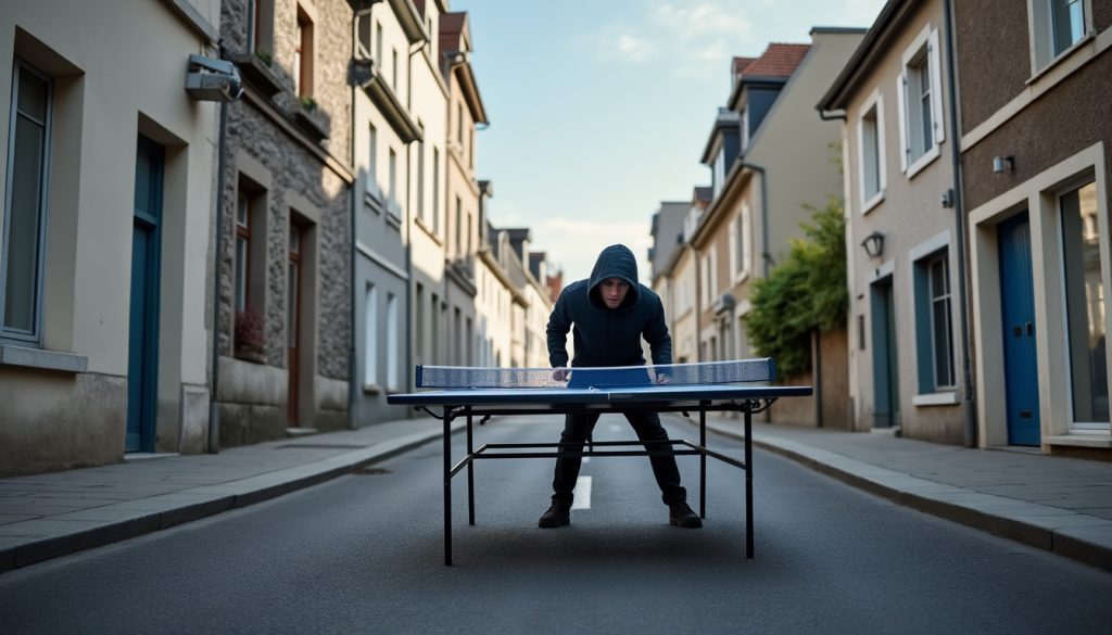 à morlaix, un voleur poursuit son audace en volant une table de ping-pong, tout en étant capturé par une caméra de surveillance. découvrez les détails de cet acte insolite.