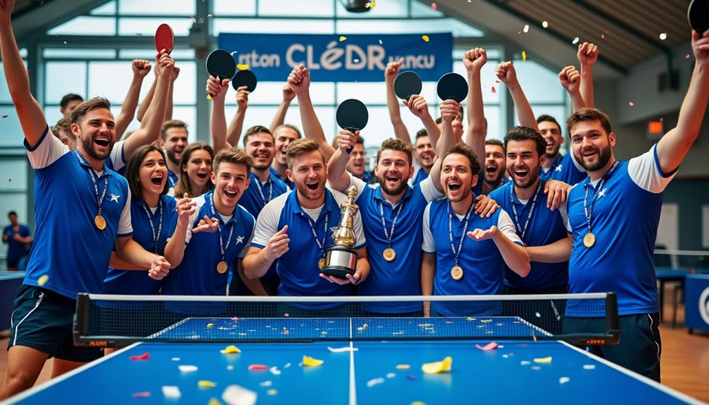 le club de ping-pong de cléder fête sa montée en division 1, une étape majeure qui récompense ses efforts et son excellence sportive.