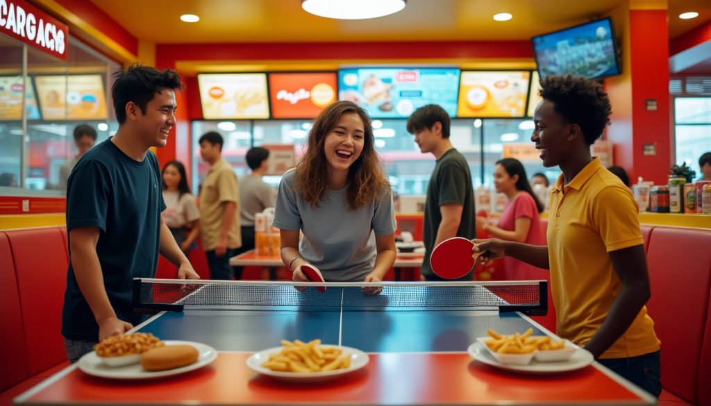 découvrez comment le tennis de table dynamise l'ambiance conviviale d'un fast-food à muret, entre sport et détente.